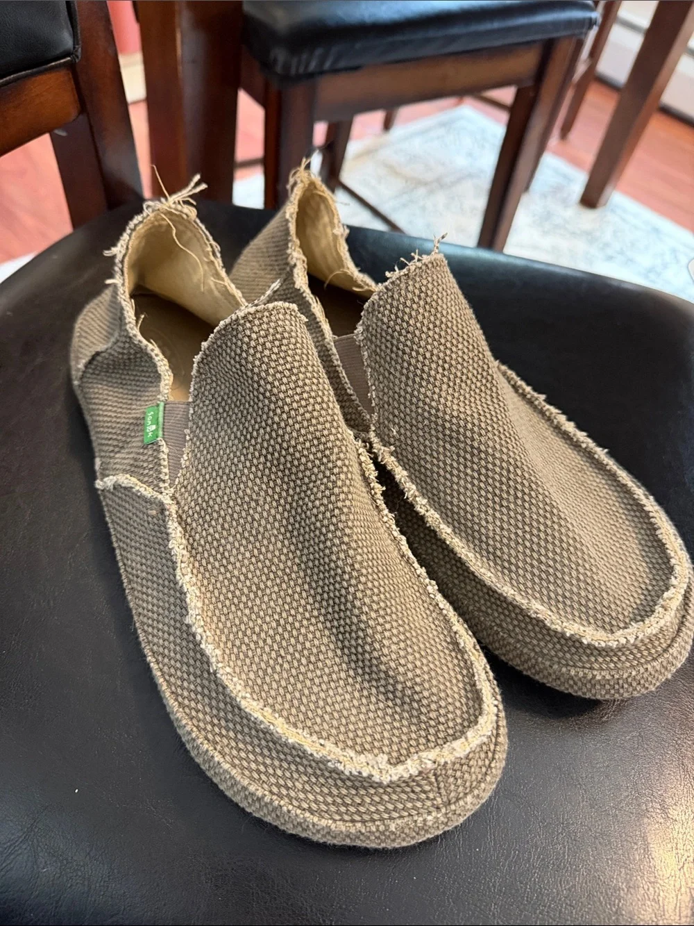 Sanuk Men's Slip-On Canvas Loafers in Khaki